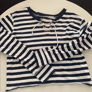 blue and white striped long sleeve